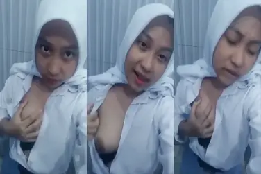 ABG Hijab SMA Pamer Dada Mulus Di Toilet Sekolah